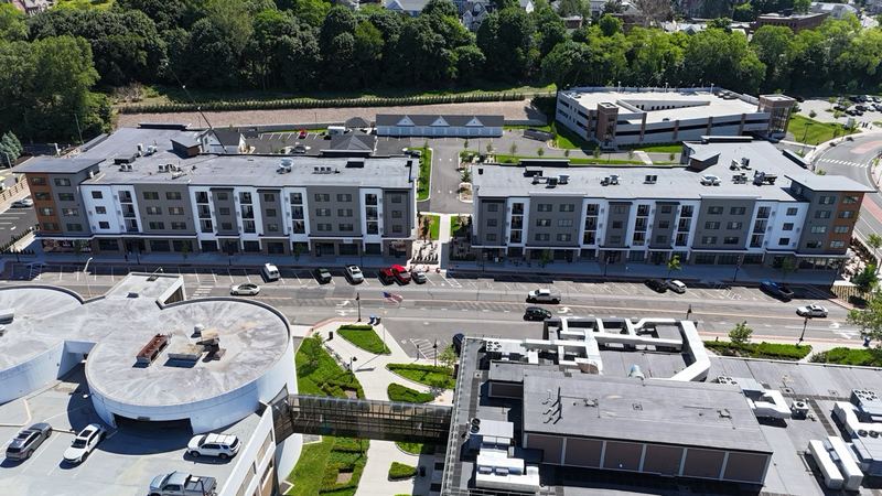 Aerial of the 100 N Main St apartment community in Bristol CT